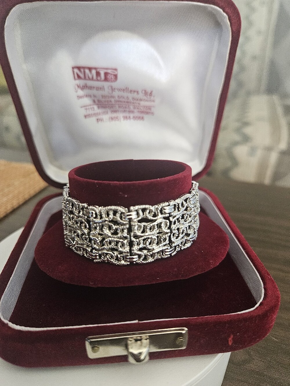 Vintage Fluid Silver Filigree Wide Link Statement Bracelet